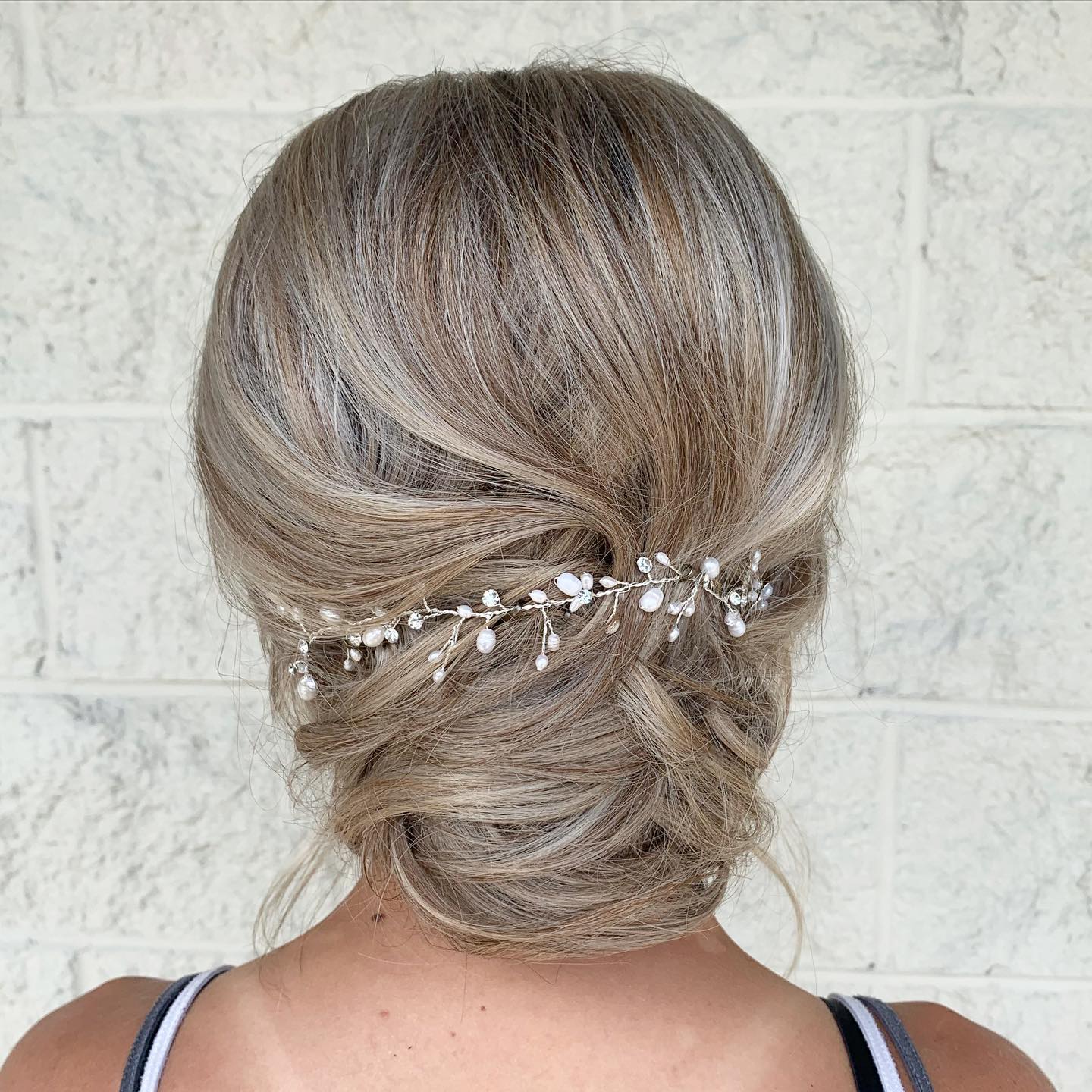 Romantic Bridal Updo with Pearls 